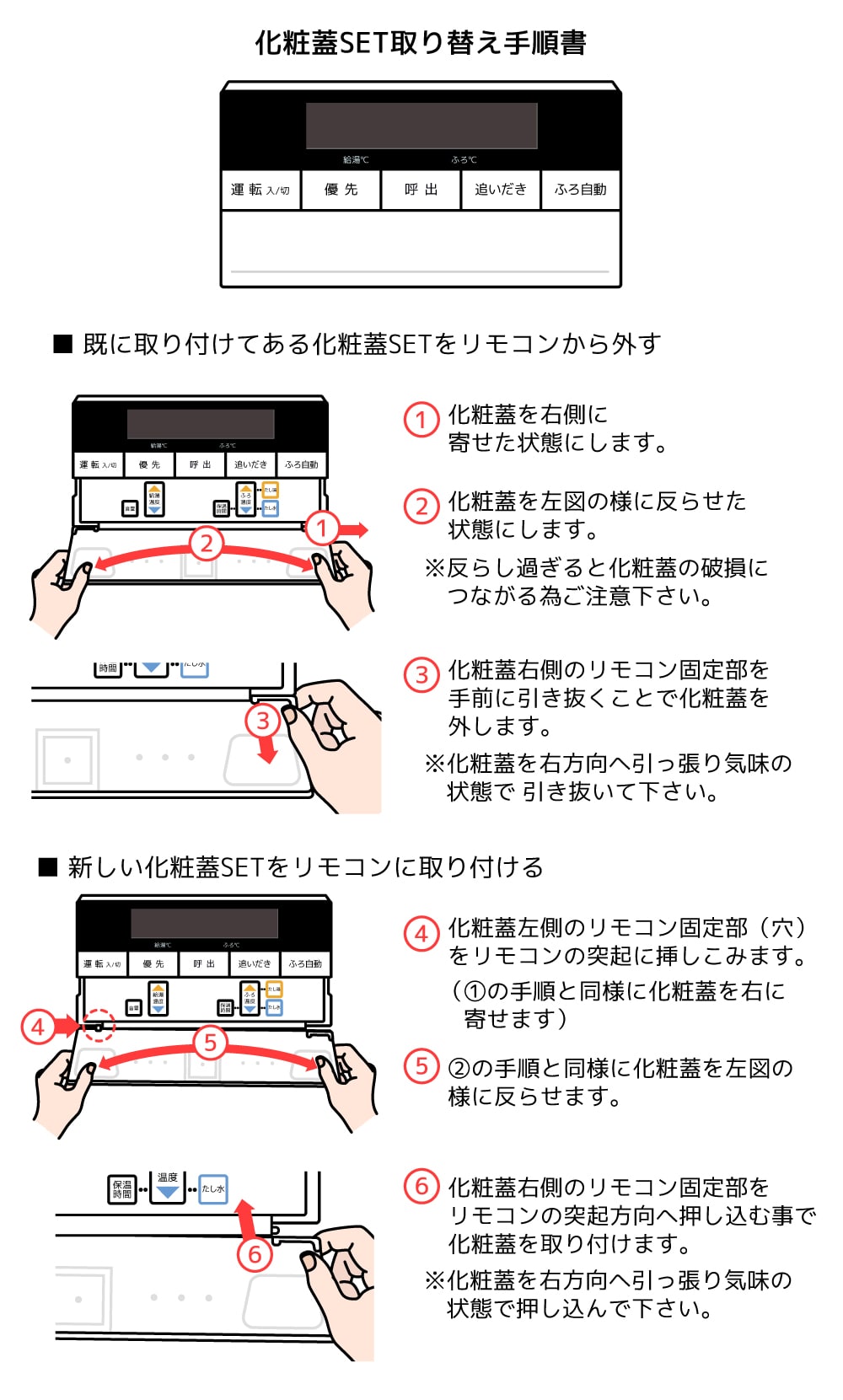 浴室リモコンRC-D101SP用Ｓ化粧蓋